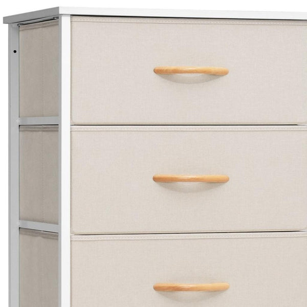 HomeRoots 18" Stylish Steel and Fabric Six Drawer Chest for Space-Saving Storage in Small Rooms and Closets Blue, Black 484695