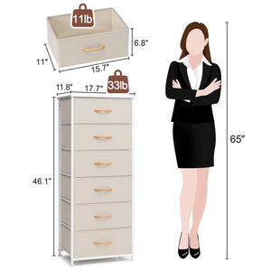 HomeRoots 18" Stylish Steel and Fabric Six Drawer Chest for Space-Saving Storage in Small Rooms and Closets Blue, Black 484695