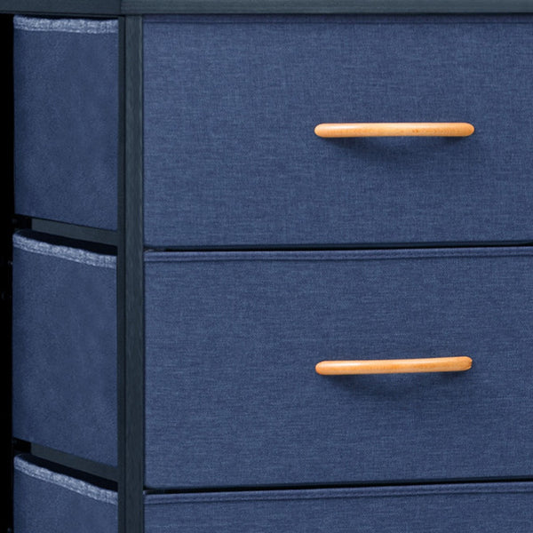 Homeroots 18" Blue And Black Steel And Fabric Six Drawer Chest  Steel And Fabric 484695