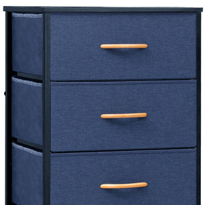 Homeroots 18" Blue And Black Steel And Fabric Six Drawer Chest  Steel And Fabric 484695