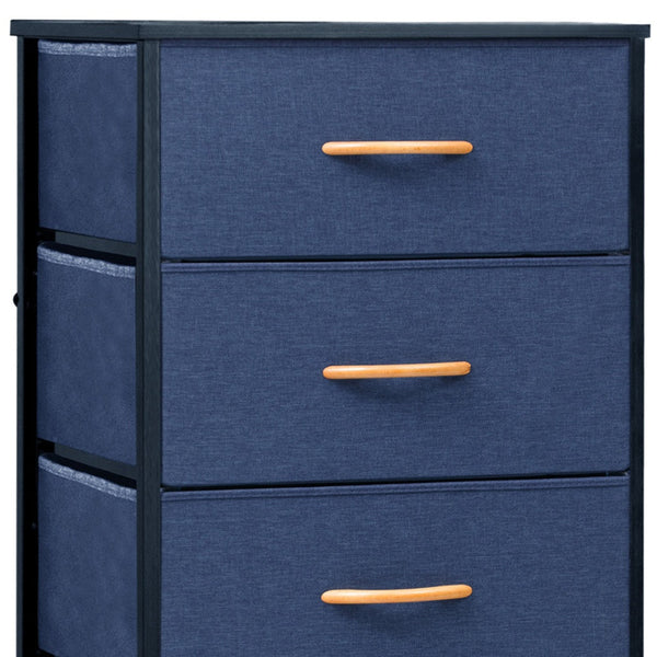 Homeroots 18" Blue And Black Steel And Fabric Six Drawer Chest  Steel And Fabric 484695
