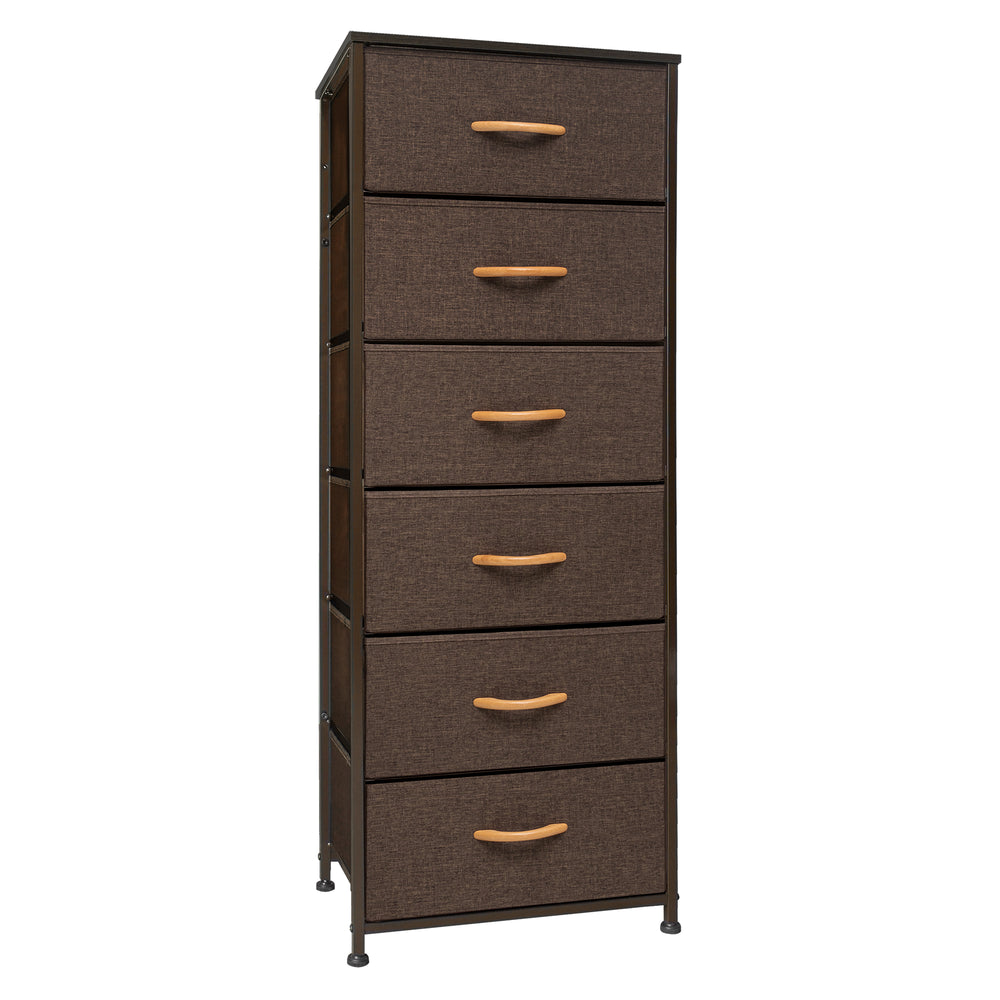 Homeroots 18" Brown Steel And Fabric Six Drawer Chest  Steel And Fabric 484696