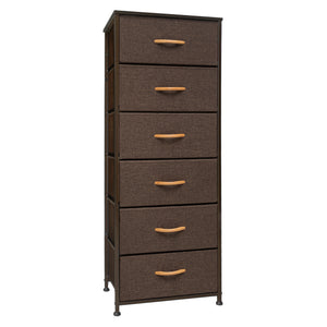 Homeroots 18" Brown Steel And Fabric Six Drawer Chest  Steel And Fabric 484696
