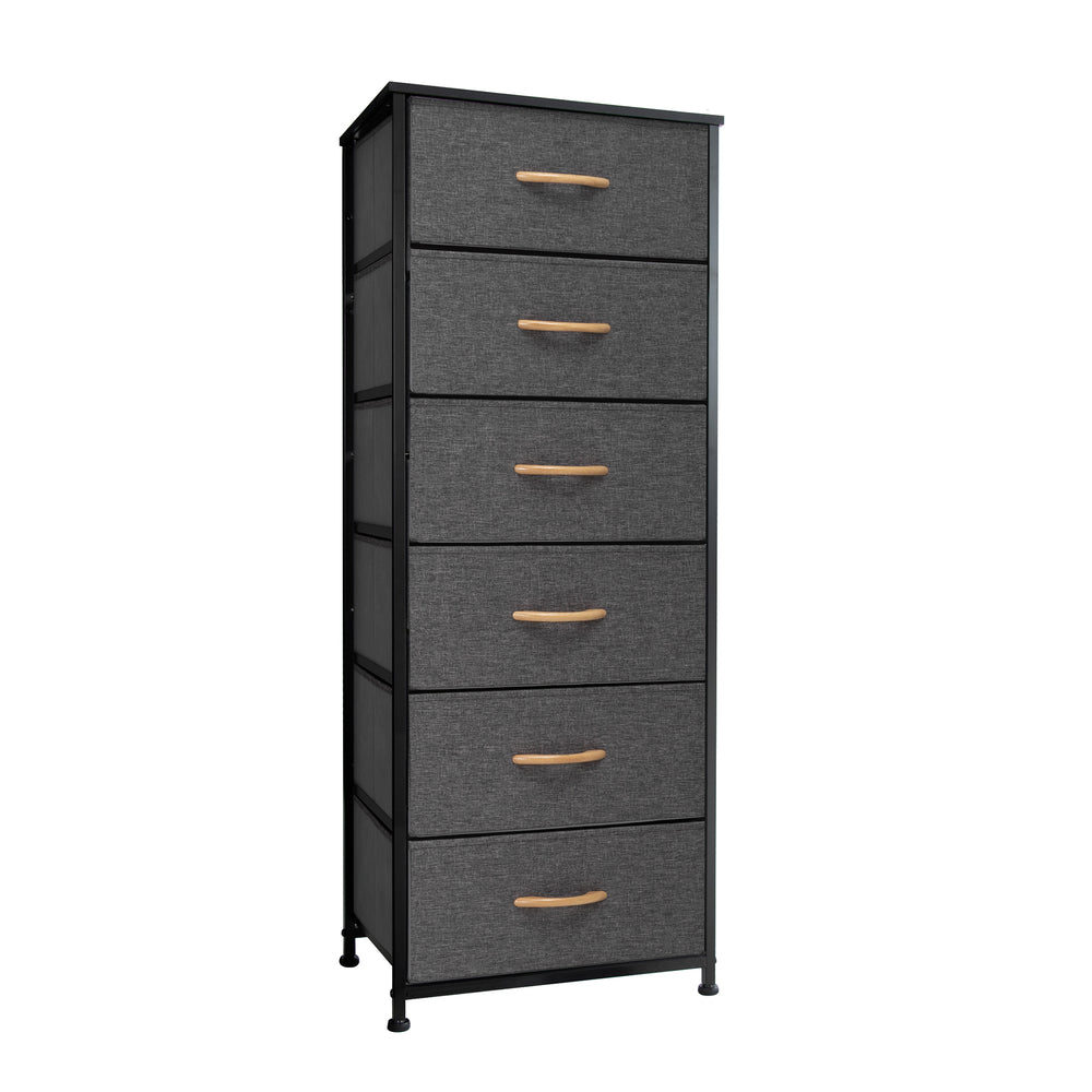 Homeroots 18" Gray And Black Steel And Fabric Six Drawer Chest  Steel And Fabric 484697