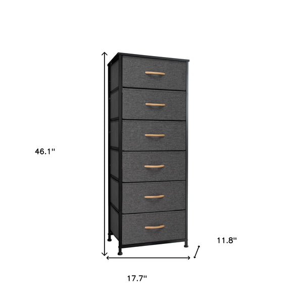 Homeroots 18" Gray And Black Steel And Fabric Six Drawer Chest  Steel And Fabric 484697