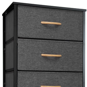Homeroots 18" Gray And Black Steel And Fabric Six Drawer Chest  Steel And Fabric 484697