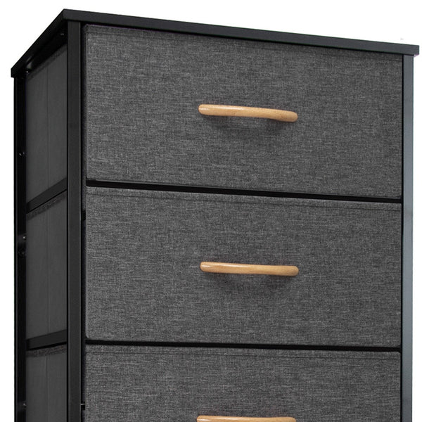 Homeroots 18" Gray And Black Steel And Fabric Six Drawer Chest  Steel And Fabric 484697