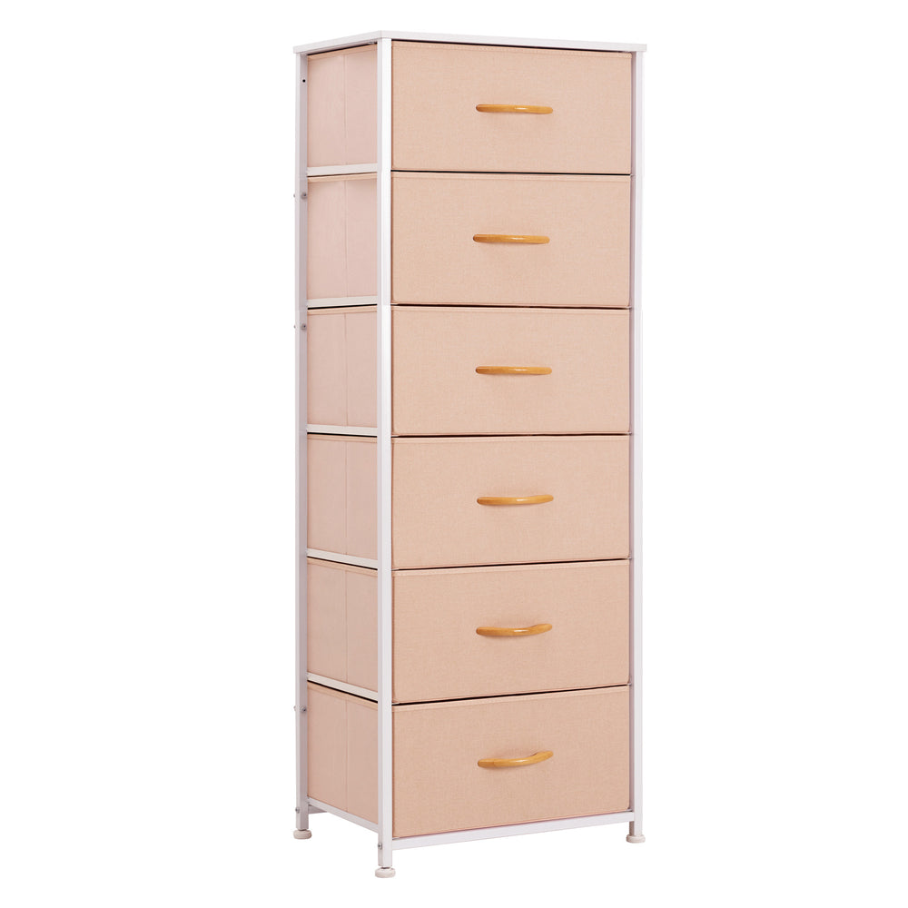 Homeroots 18" Pink And White Steel And Fabric Six Drawer Chest  Steel And Fabric 484698