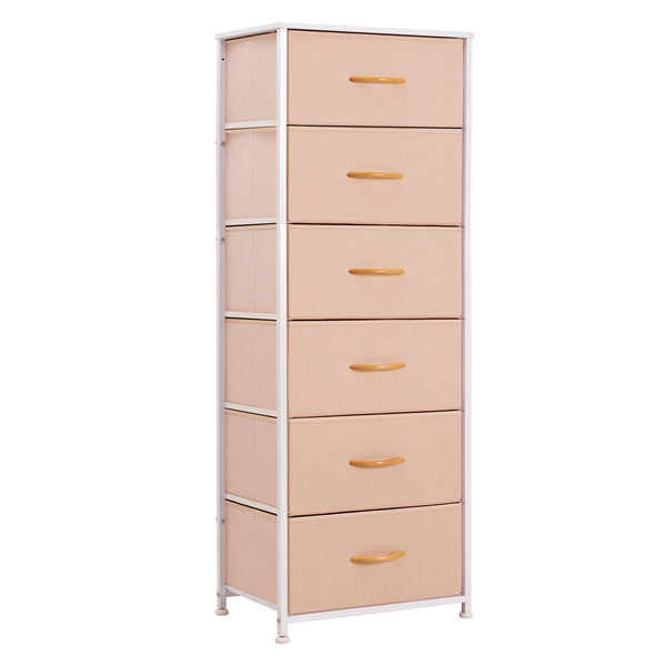 Homeroots 18" Pink And White Steel And Fabric Six Drawer Chest  Steel And Fabric 484698