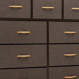 HomeRoots 39" Triple Dresser - Space-Saving Nine Drawer Storage Solution with Durable Steel & Fabric Design Brown 484699