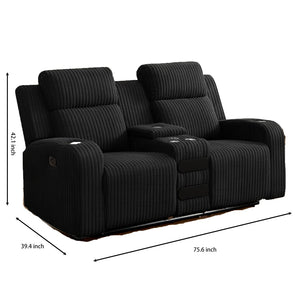 English Elm 2+3 Seat Corduroy Reclining Sofa Set with Bluetooth Speaker and Wireless Charging Console W3900S00017
