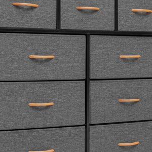 HomeRoots 39" Triple Dresser - Space-Saving Nine Drawer Storage Solution with Durable Steel & Fabric Design Gray, White 484700