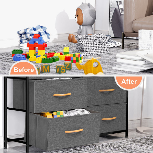 Homeroots 39" Gray And White Steel And Fabric Nine Drawer Triple Dresser  Steel And Fabric 484700