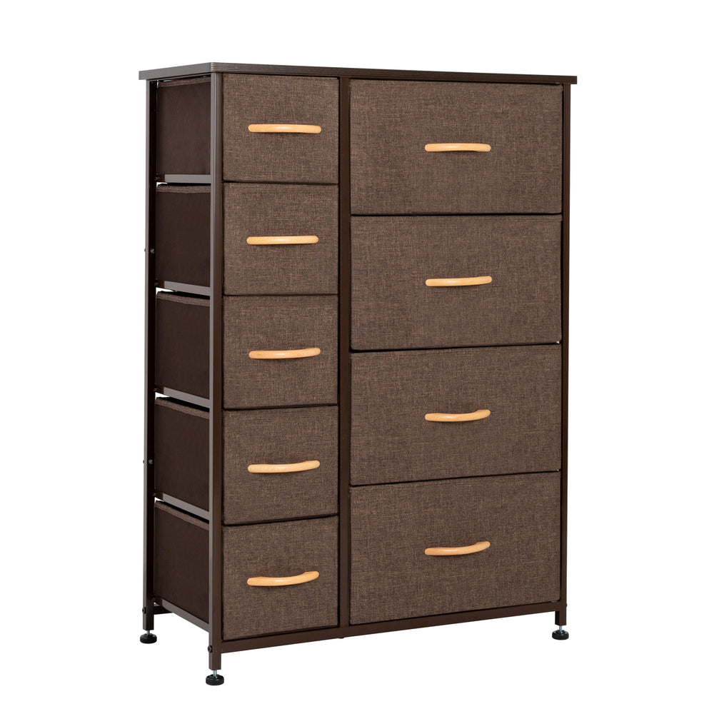Homeroots 27" Brown Steel And Fabric Nine Drawer Combo Dresser  Steel And Fabric 484701