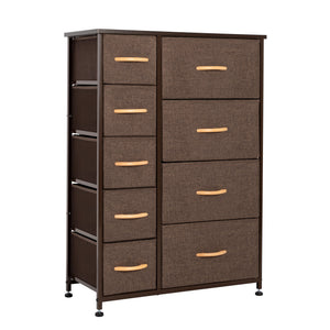 Homeroots 27" Brown Steel And Fabric Nine Drawer Combo Dresser  Steel And Fabric 484701
