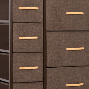 HomeRoots 27" Steel and Fabric Nine Drawer Combo Dresser for Smart Space-Saving Storage in Modern Decor Brown 484701