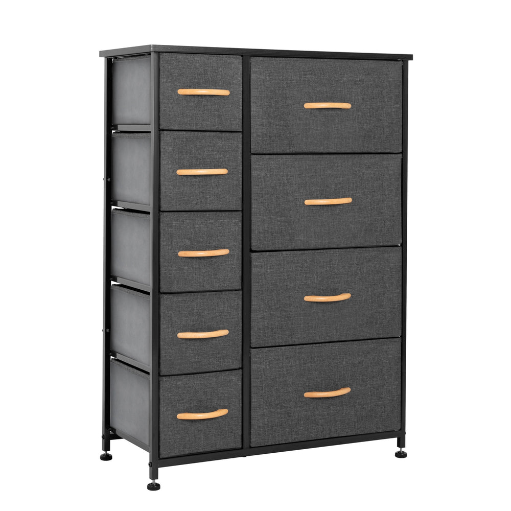 Homeroots 27" Gray And Black Steel And Fabric Nine Drawer Combo Dresser  Steel And Fabric 484702