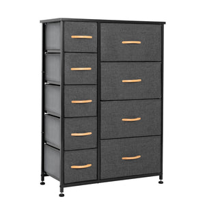 Homeroots 27" Gray And Black Steel And Fabric Nine Drawer Combo Dresser  Steel And Fabric 484702