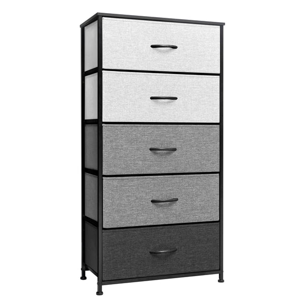Homeroots 23" Gray And Black Steel And Fabric Five Drawer Double Dresser  Steel And Fabric 484707