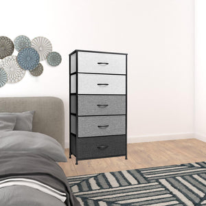 Homeroots 23" Gray And Black Steel And Fabric Five Drawer Double Dresser  Steel And Fabric 484707