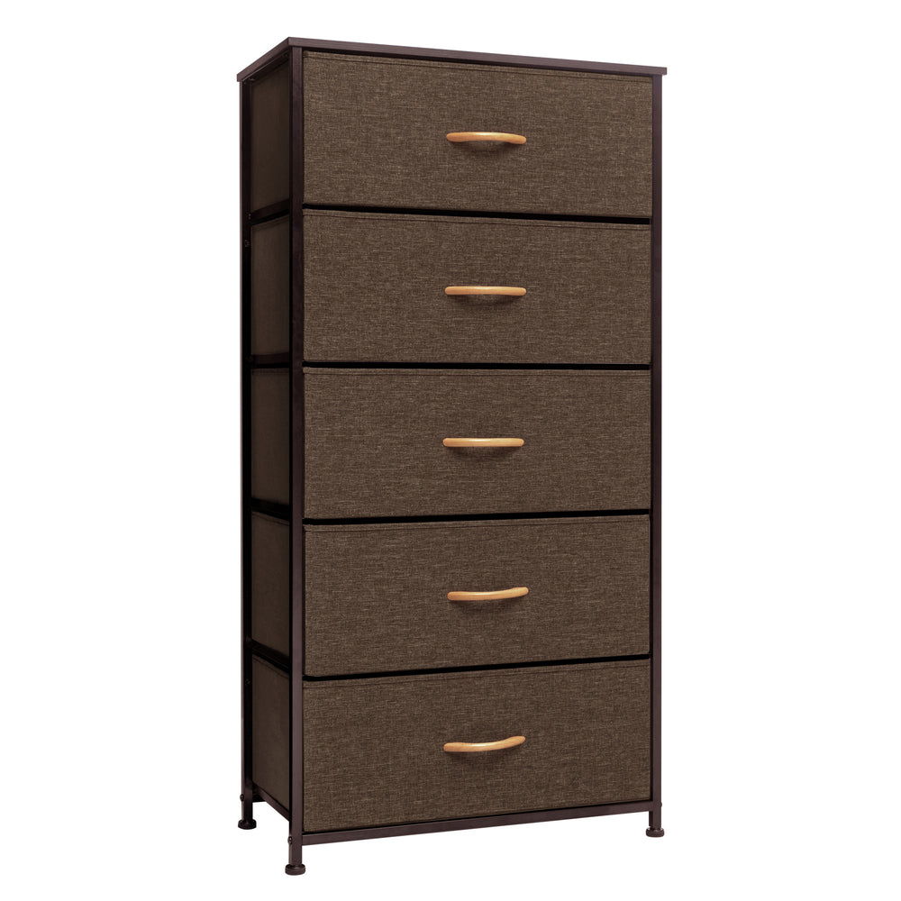 Homeroots 23" Brown Steel And Fabric Five Drawer Chest  Steel And Fabric 484708