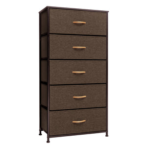 Homeroots 23" Brown Steel And Fabric Five Drawer Chest  Steel And Fabric 484708