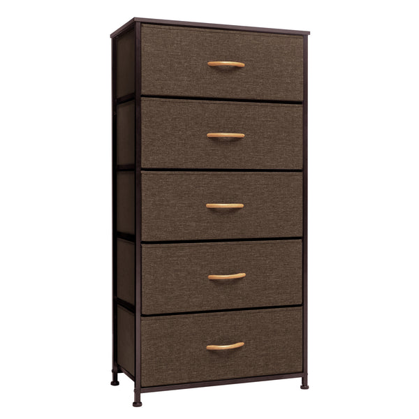 Homeroots 23" Brown Steel And Fabric Five Drawer Chest  Steel And Fabric 484708