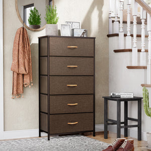 Homeroots 23" Brown Steel And Fabric Five Drawer Chest  Steel And Fabric 484708
