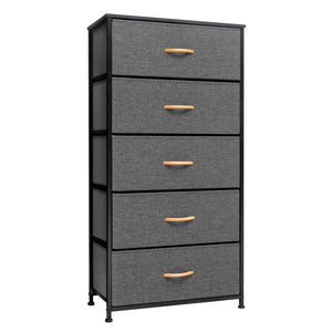 Homeroots 23" Gray And Black Steel And Fabric Five Drawer Chest  Steel And Fabric 484709
