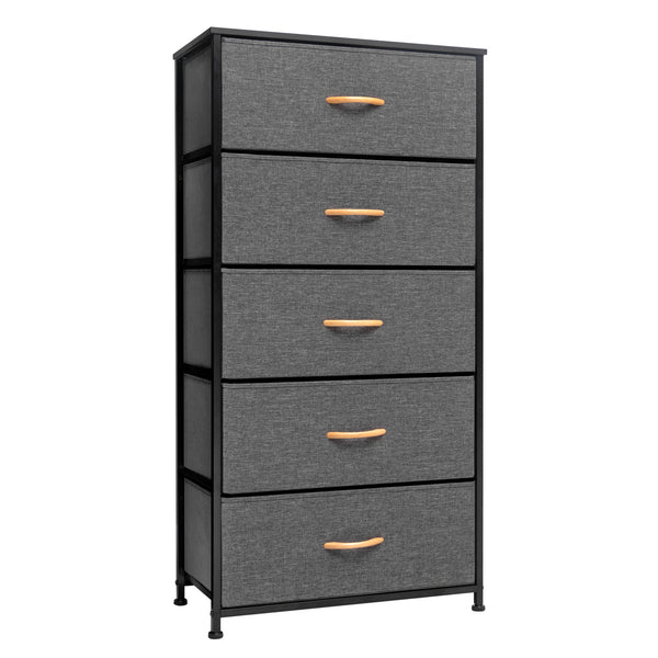 Homeroots 23" Gray And Black Steel And Fabric Five Drawer Chest  Steel And Fabric 484709