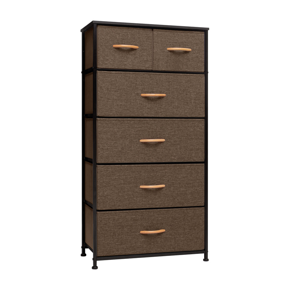 Homeroots 23" Brown Steel And Fabric Six Drawer Combo Dresser  Steel And Fabric 484710