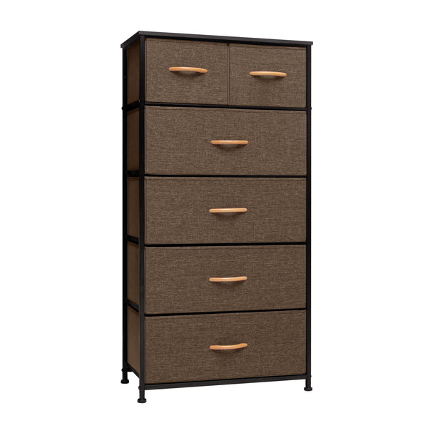 Homeroots 23" Brown Steel And Fabric Six Drawer Combo Dresser  Steel And Fabric 484710