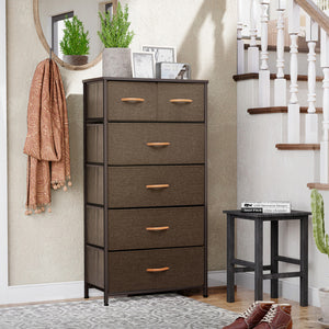 Homeroots 23" Brown Steel And Fabric Six Drawer Combo Dresser  Steel And Fabric 484710