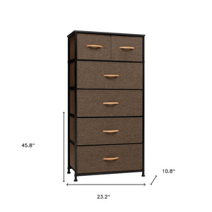 HomeRoots 23" Steel and Fabric Six Drawer Combo Dresser - Stylish Storage Solution for Small Spaces and More Brown 484710