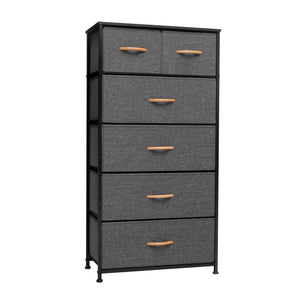 Homeroots 23" Gray And Black Steel And Fabric Six Drawer Chest  Steel And Fabric 484711