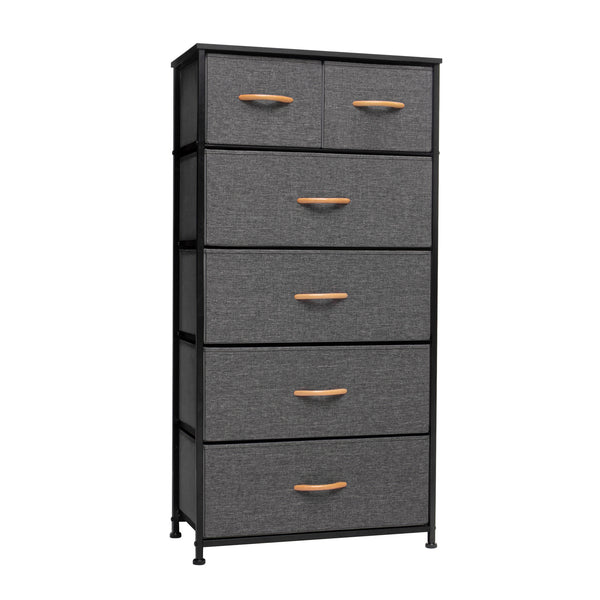 Homeroots 23" Gray And Black Steel And Fabric Six Drawer Chest  Steel And Fabric 484711