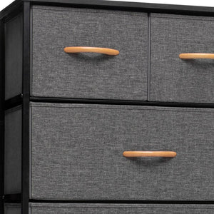 HomeRoots 23" Steel and Fabric Six Drawer Combo Dresser - Stylish Storage Solution for Small Spaces and More Gray, Black 484711