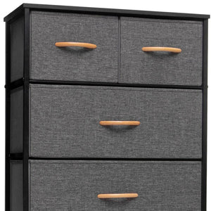 HomeRoots 23" Steel and Fabric Six Drawer Combo Dresser - Stylish Storage Solution for Small Spaces and More Gray, Black 484711