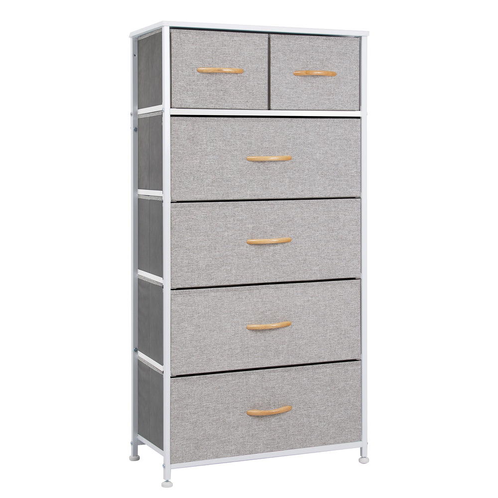 Homeroots 23" Gray And White Steel And Fabric Six Drawer Chest  Steel And Fabric 484712
