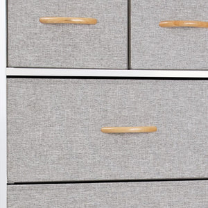 HomeRoots 23" Steel and Fabric Six Drawer Combo Dresser - Stylish Storage Solution for Small Spaces and More Gray, White 484712