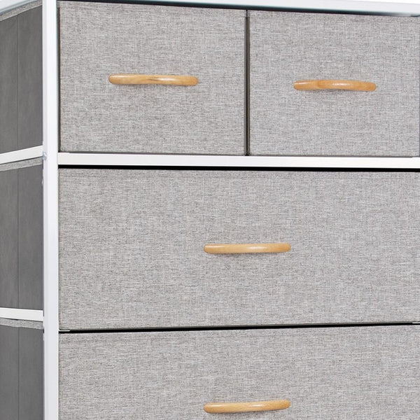 HomeRoots 23" Steel and Fabric Six Drawer Combo Dresser - Stylish Storage Solution for Small Spaces and More Gray, White 484712