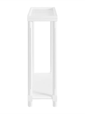 English Elm Narrow End Tables Set of 2 with Open Lower Shelf Slim Wood Living Room Accent White B2751P436466