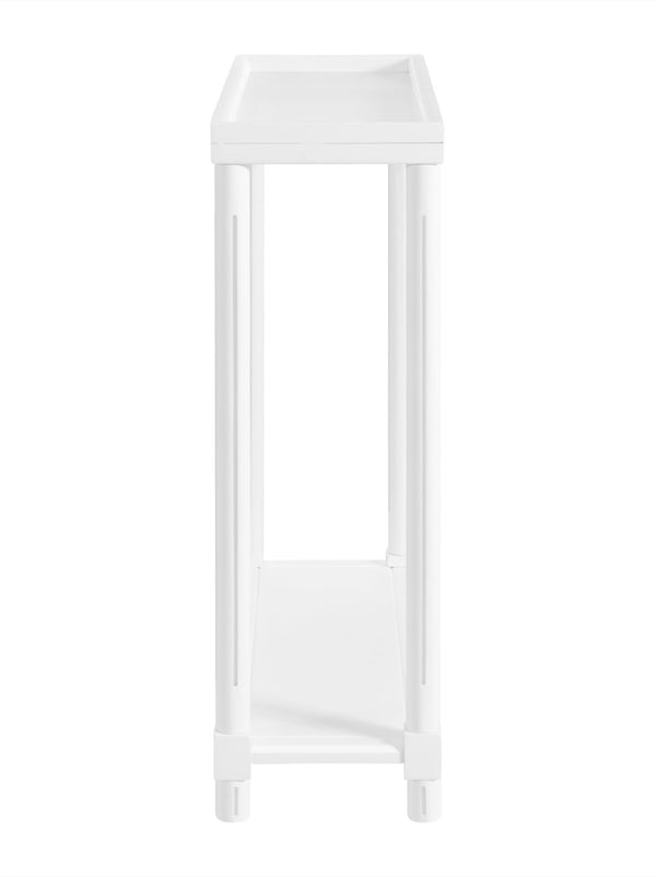 English Elm Narrow End Tables Set of 2 with Open Lower Shelf Slim Wood Living Room Accent White B2751P436466