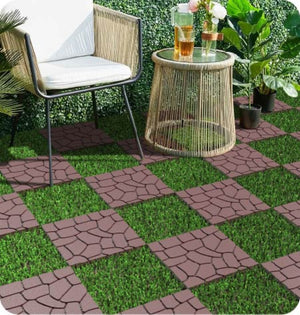 English Elm New Interlocking Polypropylene Patio Floor Tiles 44 Piece Set for Balcony Poolside Use W3022P251868