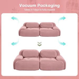 English Elm 82'' Modular Corduroy Loveseat Curved Armrests Non-slip Base for Living Bedroom Lounge W714P359250