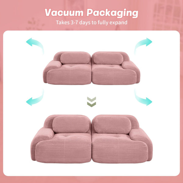 English Elm 82'' Modular Corduroy Loveseat Curved Armrests Non-slip Base for Living Bedroom Lounge W714P359250