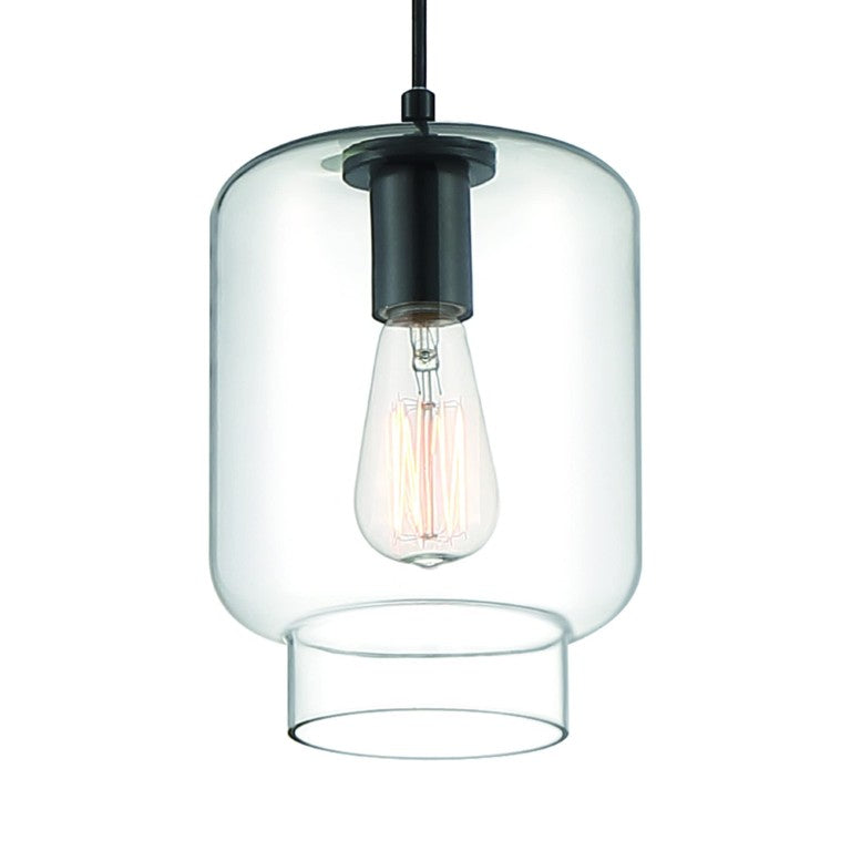 HomeRoots Candle Style Metal Dimmable Chandelier with Glass Shades for Elegant Dining Room Ceiling Light Black / Clear 7.09" W x 10.18" H x 7.09" D 484970