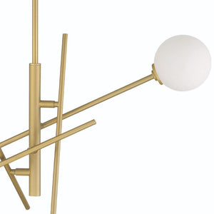 Brass Four Light Dimmable Chandelier with White Shades for Elegant Dining Rooms