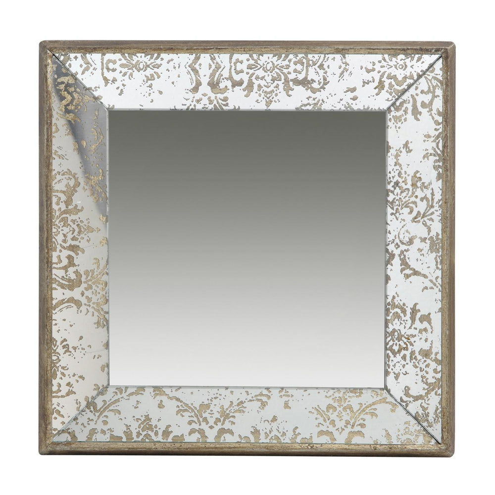 Homeroots 24" Square Vintage Style Wall Mounted Accent Mirror  Mdf 484985