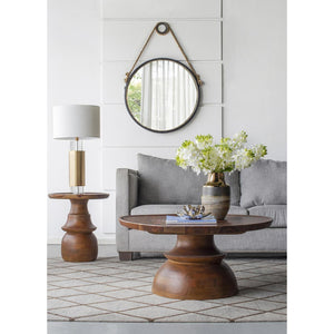 Homeroots 30" Black Fame Round Wall Hanging Accent Mirror With Rope  Glass 484991